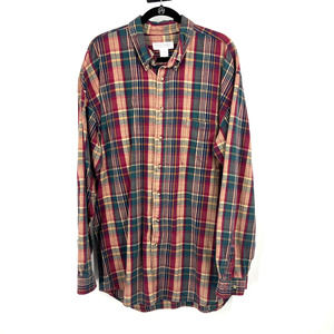 Vintage Flannel Plaid Shacket Button Front Shirt Great Lakes Men's Large Tall